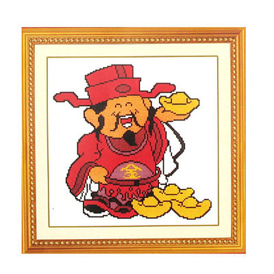財(cái)神十字繡掛畫25*25cm