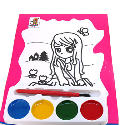 小女孩雙面水彩練習(xí)畫(huà)