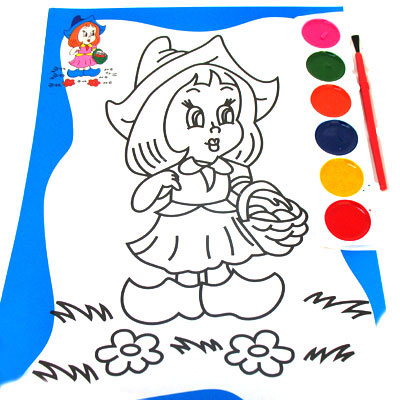 蘑菇小女孩雙面大號水彩學習畫
