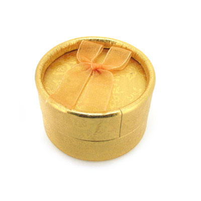 閃亮綢布蝴蝶結(jié)金色圓形戒指首飾盒戒指盒
