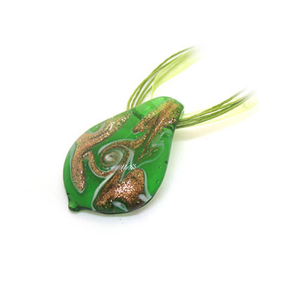 綠色金粉琉璃墜/女士琉璃項墜