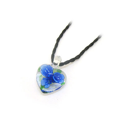 藍(lán)色花蕊夜光琉璃項墜飾品墜子