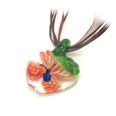 蘋(píng)果花朵琉璃吊墜