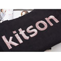 kitson實用黑色麂皮絨手提包 燙金logo便當包單肩包批發(fā)