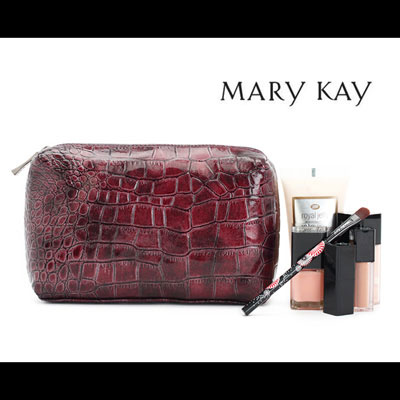 MARKAY玫琳凱正品 時(shí)尚絳紫色石頭紋化妝包收納包