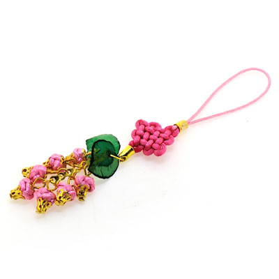 草莓手機(jī)小飾品/深粉色中國結(jié)飾品掛件